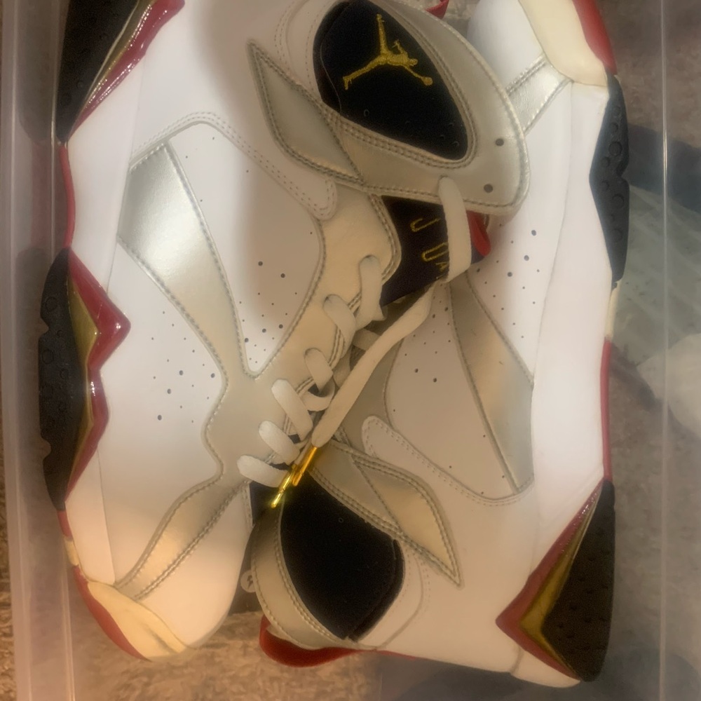 Jordan White and Red Athletic Shoes